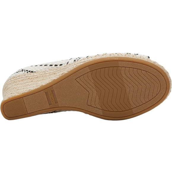 Toms Womens Michelle Espadrille Creme & Black Wedge Sandals Sz 9 Woven Pattern - Picture 5 of 6